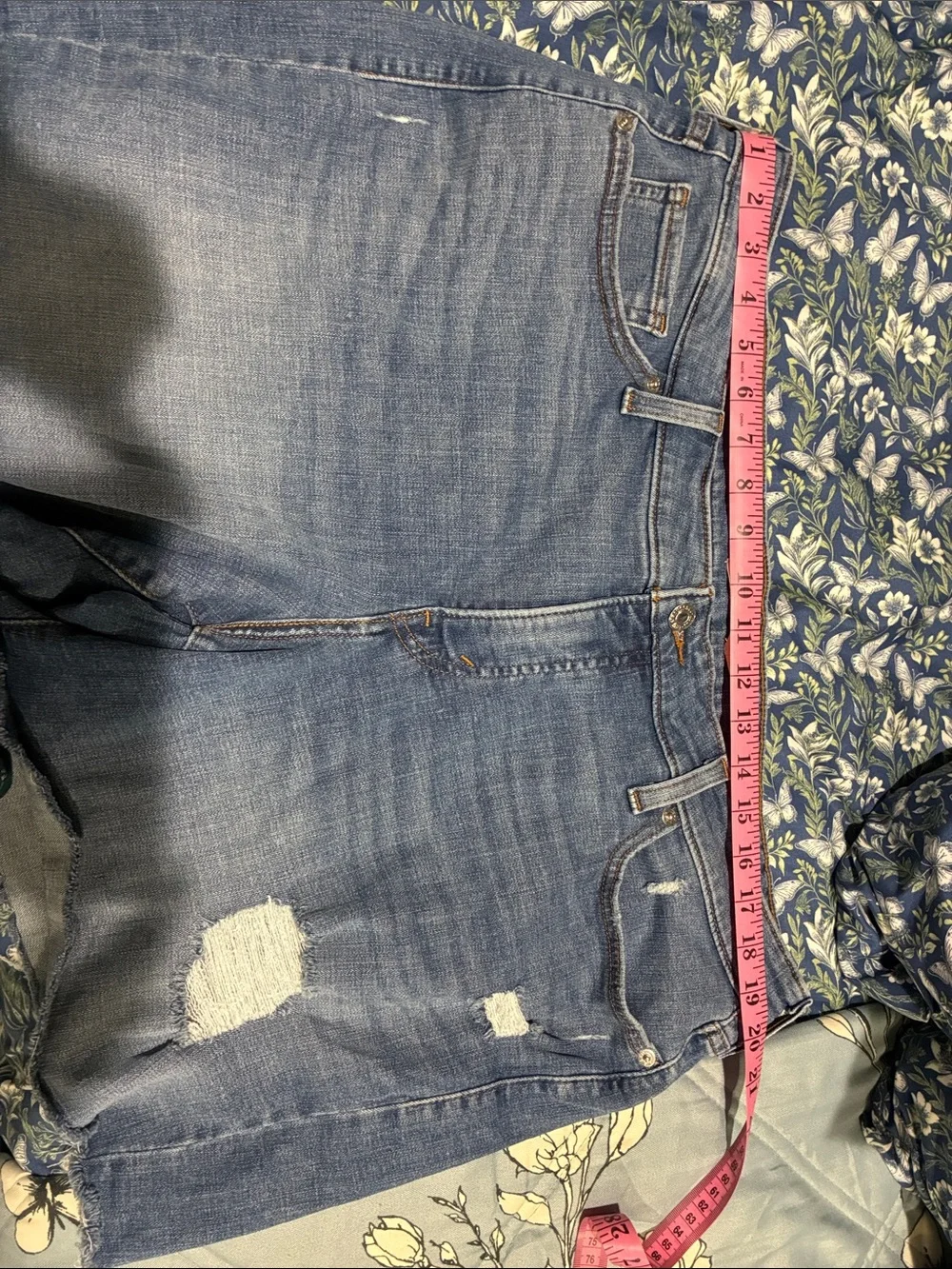 Levi's Women's Blue Distressed Denim Shorts
